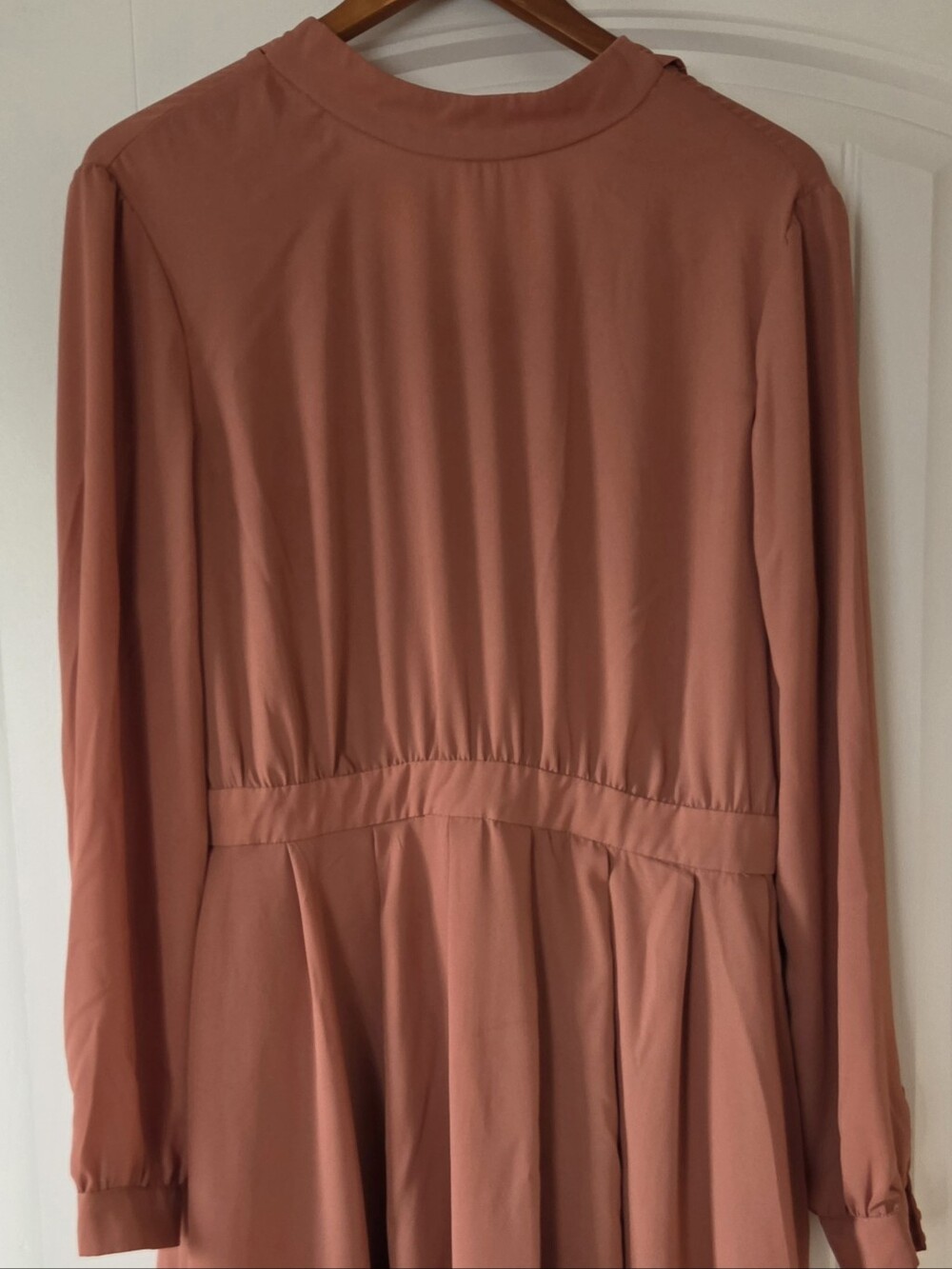 Charlotte Russe Women's Long Sleeve Gathered Waist Midi Dress - Dusty Rose